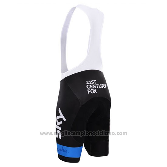 2015 Abbigliamento Ciclismo Sky Celeste e Nero Manica Corta e Salopette